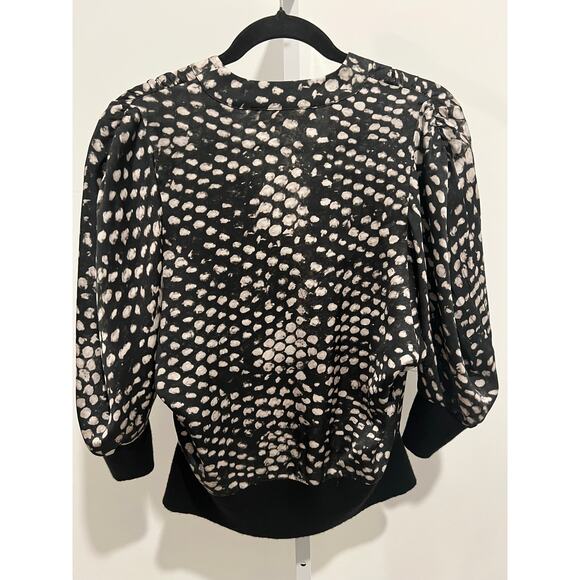 Stella McCartney Black & Cream Printed 100% Silk blouse Sz 38 - Picture 3 of 3